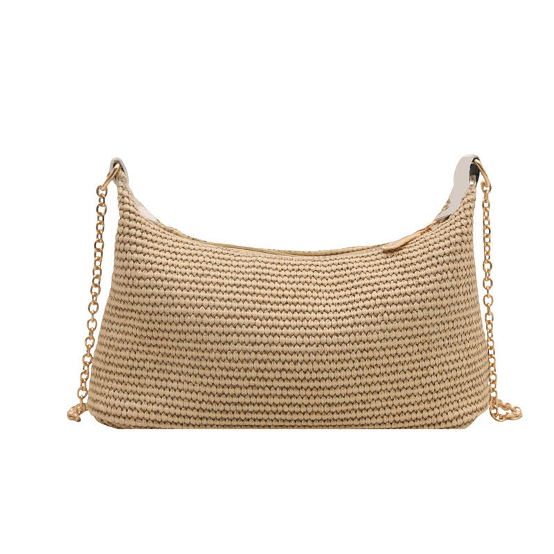 Vacation Style Straw Woven Beach Shoulder Tote Bag