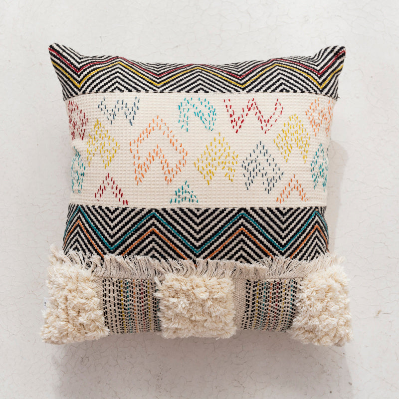 Handmade India Morocco Knitting Woven Pillow Cushion Cover Nordic Boho Bohemia tassels Lumbar throw pillow cover