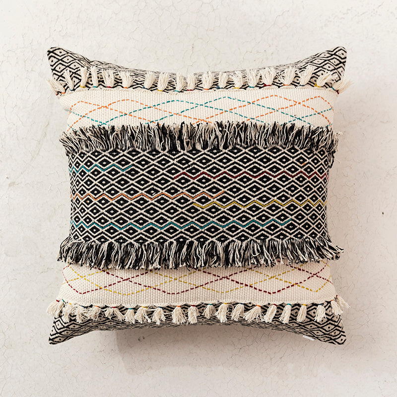 Handmade India Morocco Knitting Woven Pillow Cushion Cover Nordic Boho Bohemia tassels Lumbar throw pillow cover