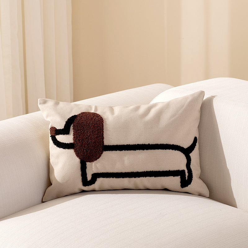 Modern Simple Household Canvas Embroidered Pillow Cover