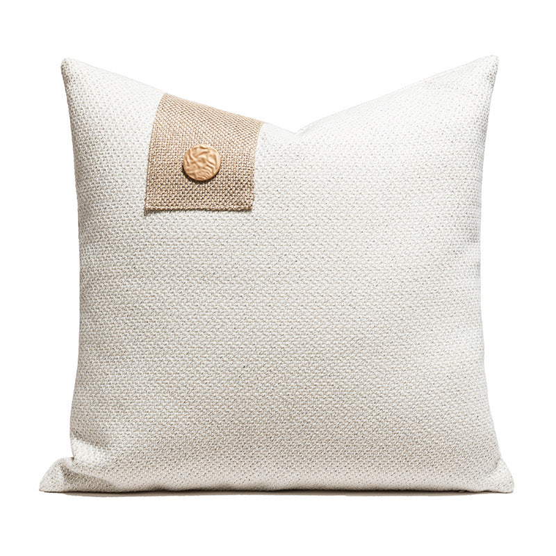 Nordic PU Leather Pillow Geometric Abstract Veneer Stitching Cushion Simple Modern Living Room Backrest Pillow Pillow Cover