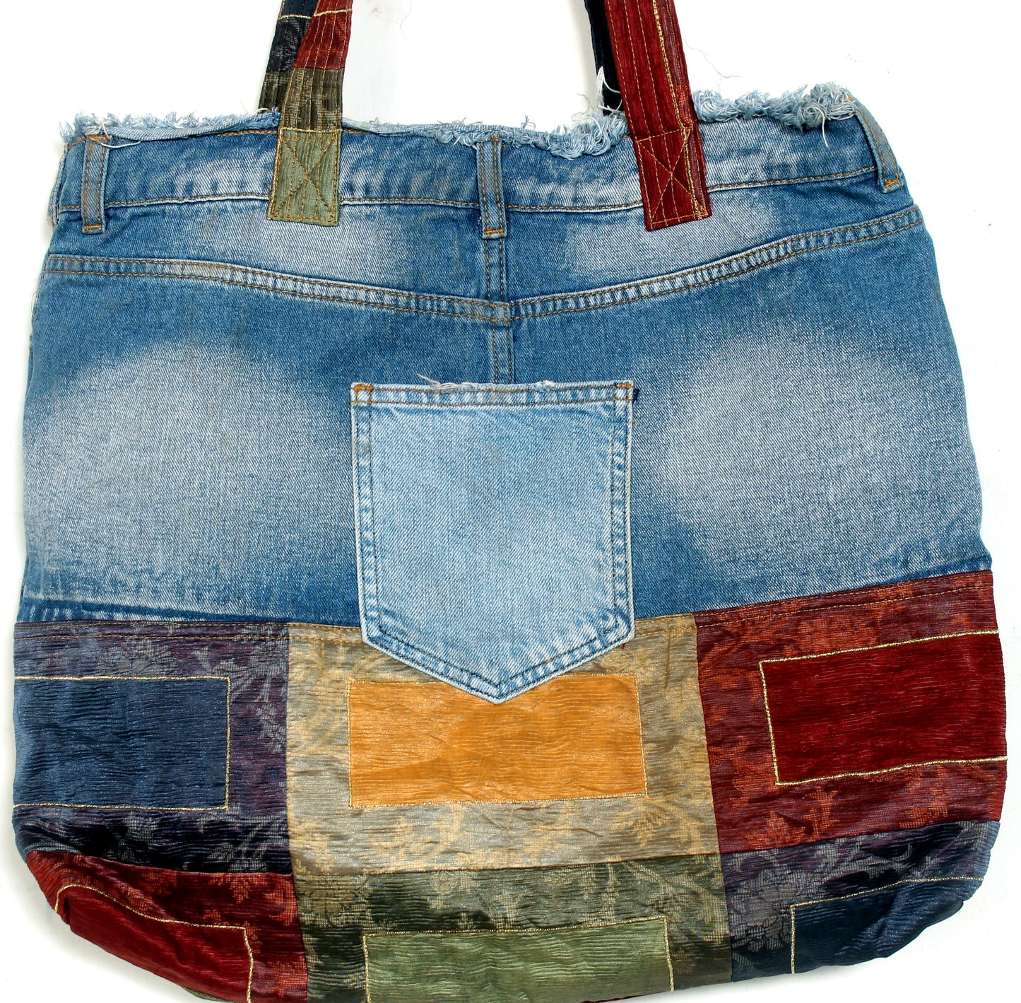 Upcycled Denim & Patchwork Tote Bag – Handmade & One-of-a-Kind