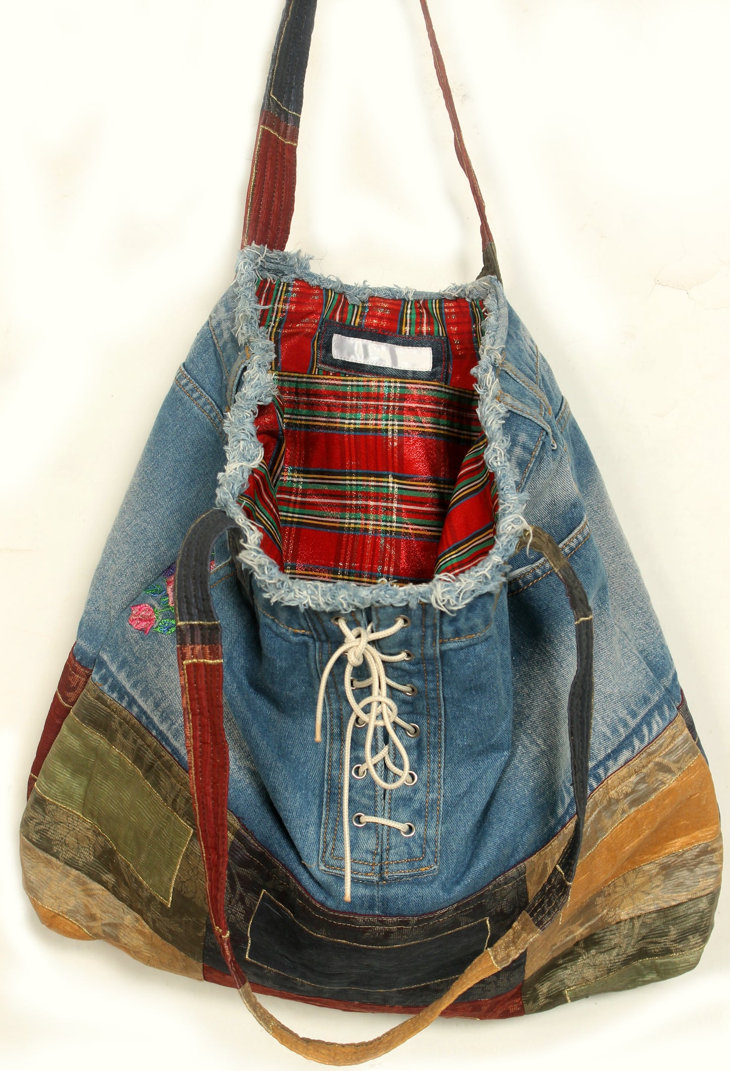 Upcycled Denim & Patchwork Tote Bag – Handmade & One-of-a-Kind