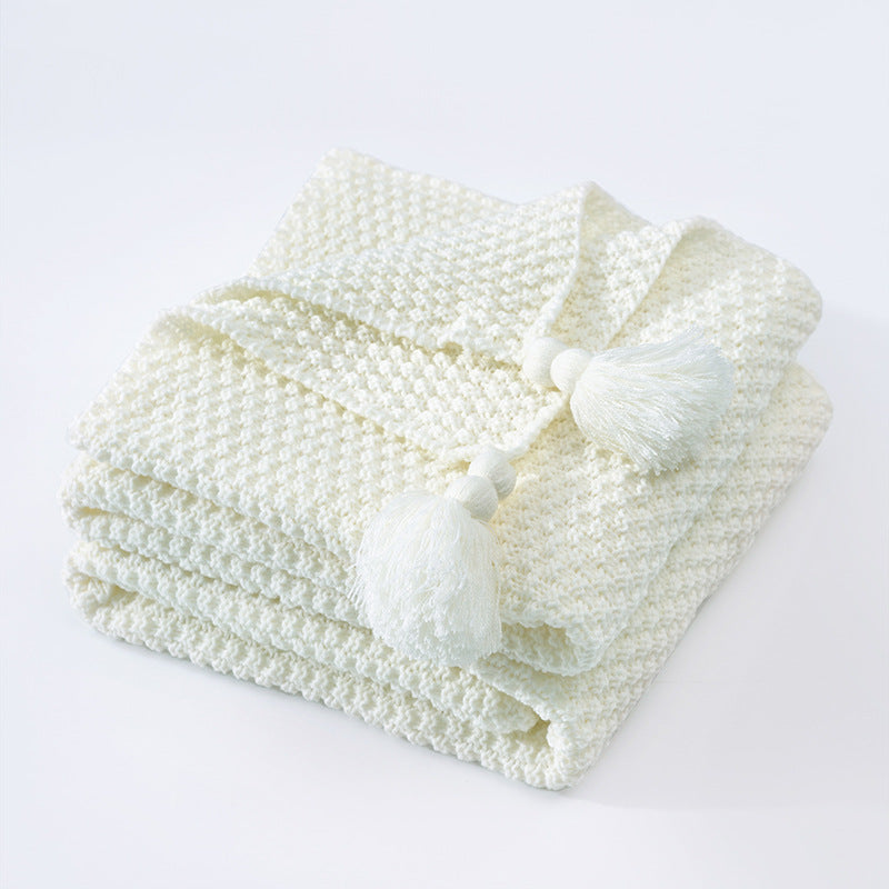 Nordic Tassel Knitted Woolen Yarn Ball Cover Blanket