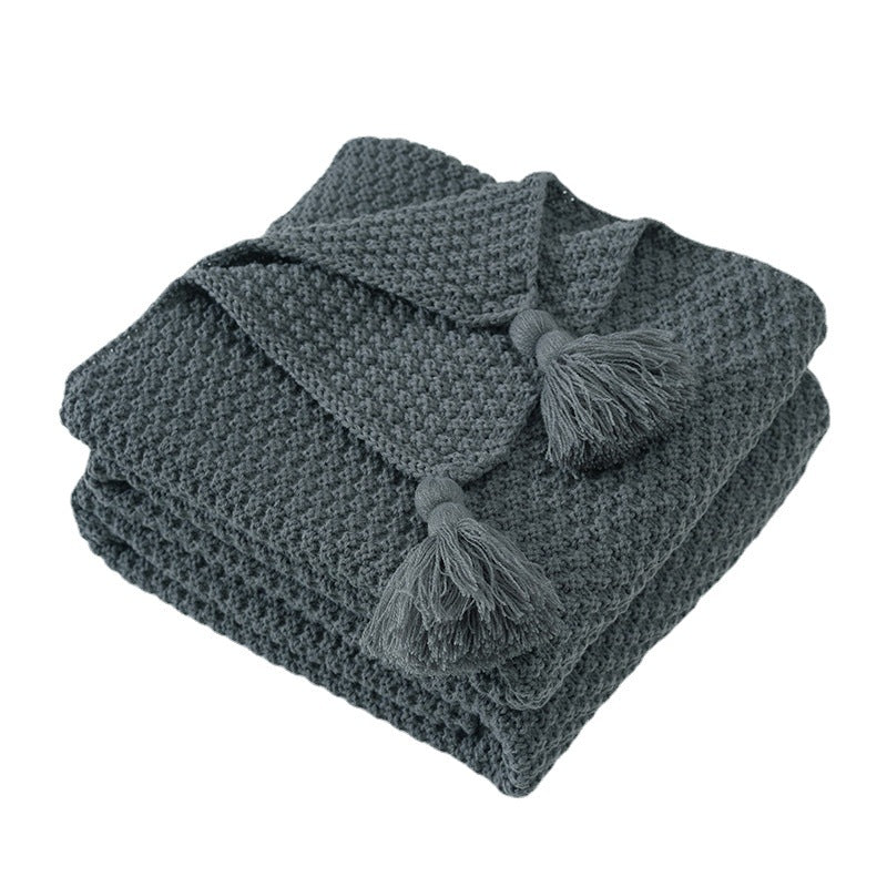 Nordic Tassel Knitted Woolen Yarn Ball Cover Blanket