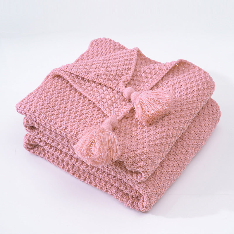Nordic Tassel Knitted Woolen Yarn Ball Cover Blanket