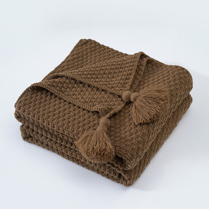 Nordic Tassel Knitted Woolen Yarn Ball Cover Blanket