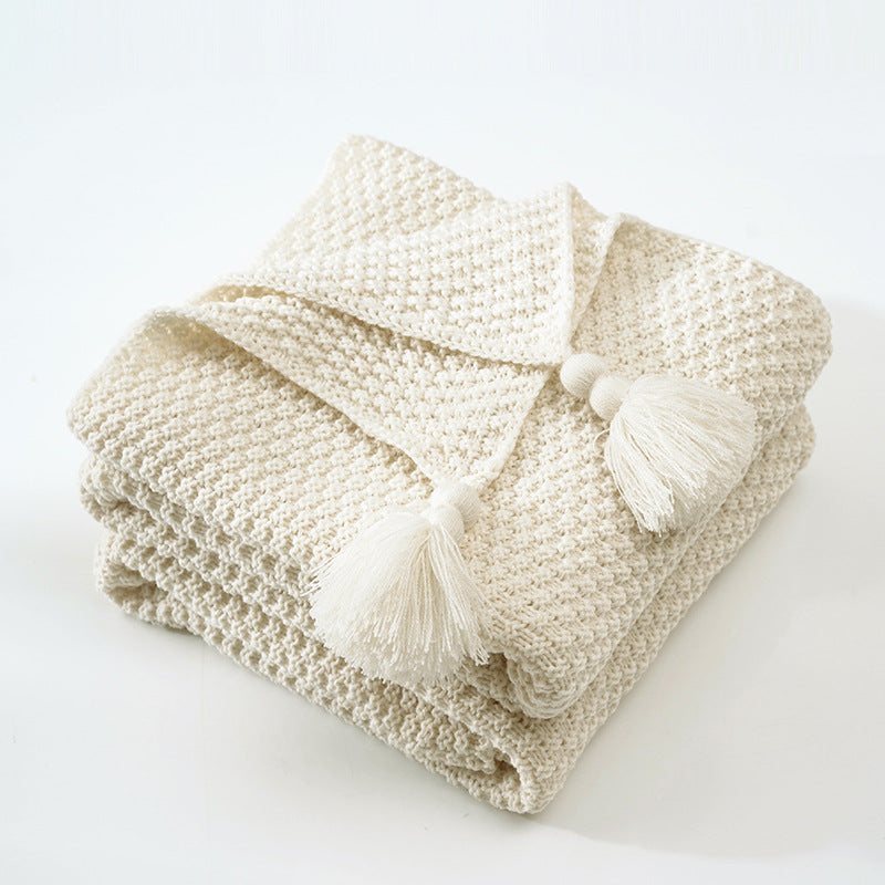 Nordic Tassel Knitted Woolen Yarn Ball Cover Blanket