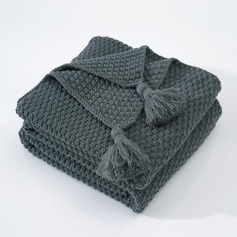 Nordic Tassel Knitted Woolen Yarn Ball Cover Blanket