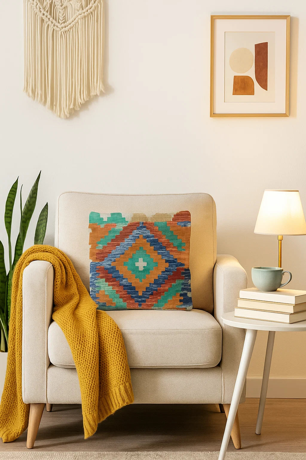 Handwoven Kilim Cushion Cover – 45x45 cm | Boho Tribal Style