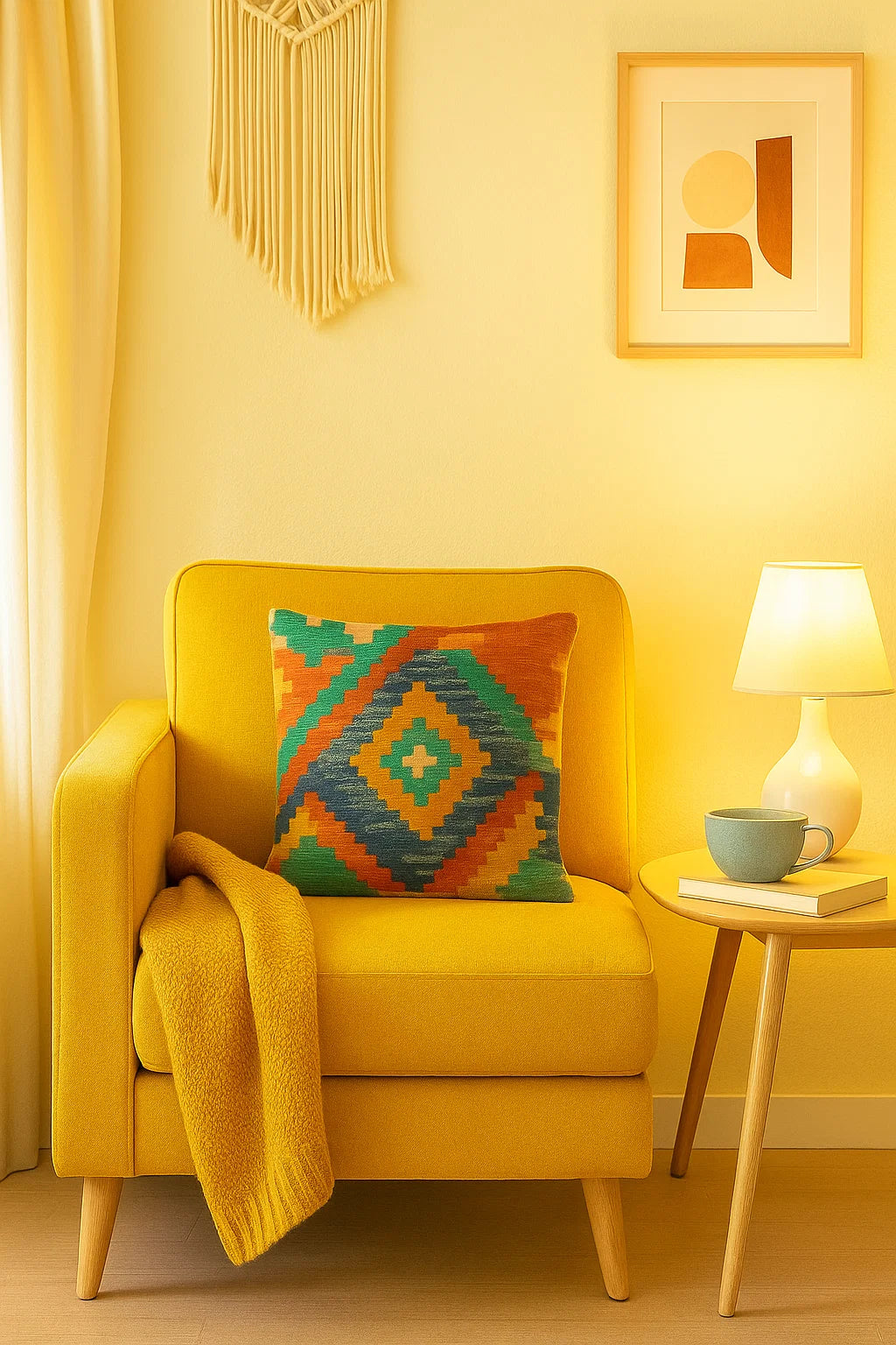 Handwoven Kilim Cushion Cover – 45x45 cm | Boho Tribal Style