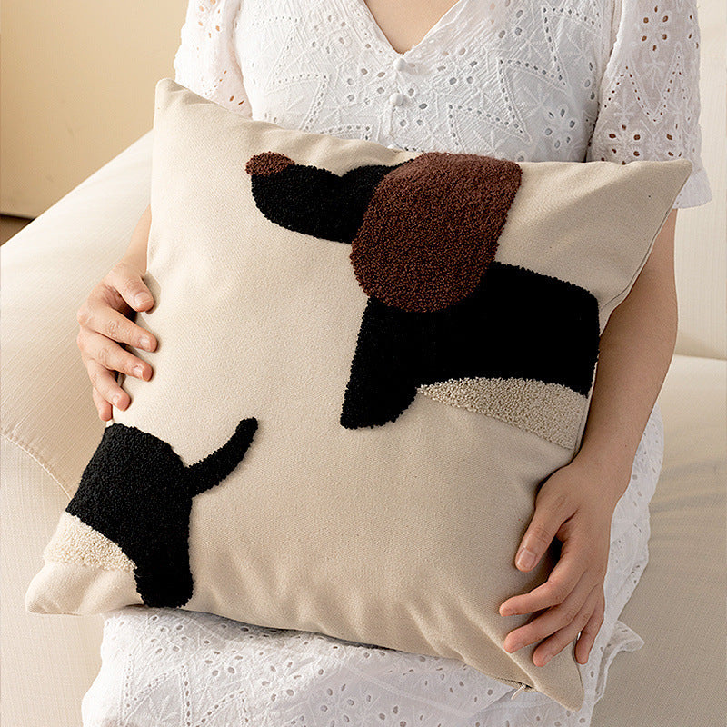 Modern Simple Household Canvas Embroidered Pillow Cover