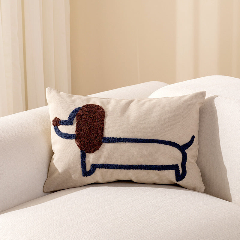Modern Simple Household Canvas Embroidered Pillow Cover