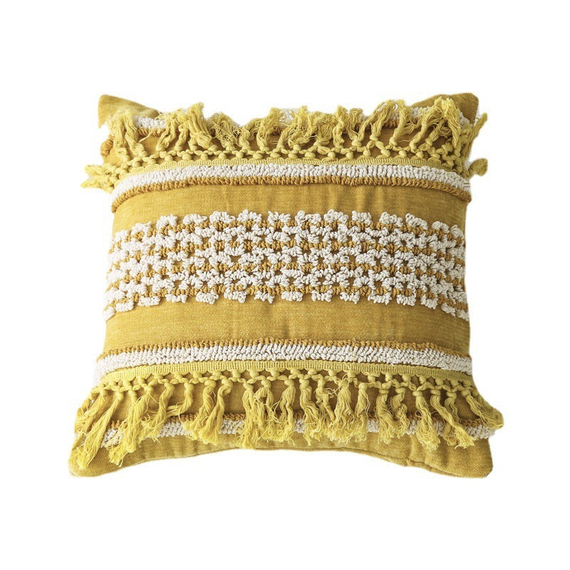 Bohemian Ethnic Style Loop Velvet Handmade Embroidery Cushion Cover Home Sofa Decoration