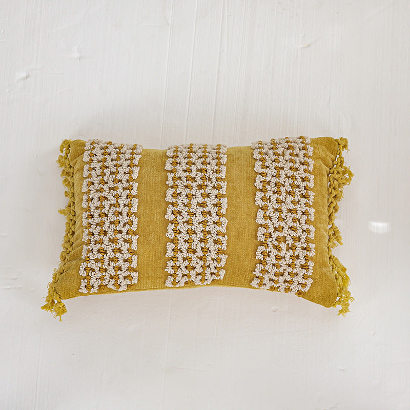 Bohemian Ethnic Style Loop Velvet Handmade Embroidery Cushion Cover Home Sofa Decoration