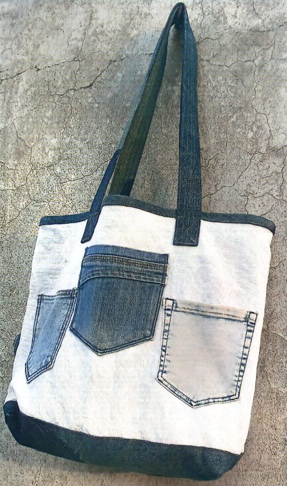 Upcycled Denim Polka Dot Tote Bag – Playful, Practical & Planet-Friendly