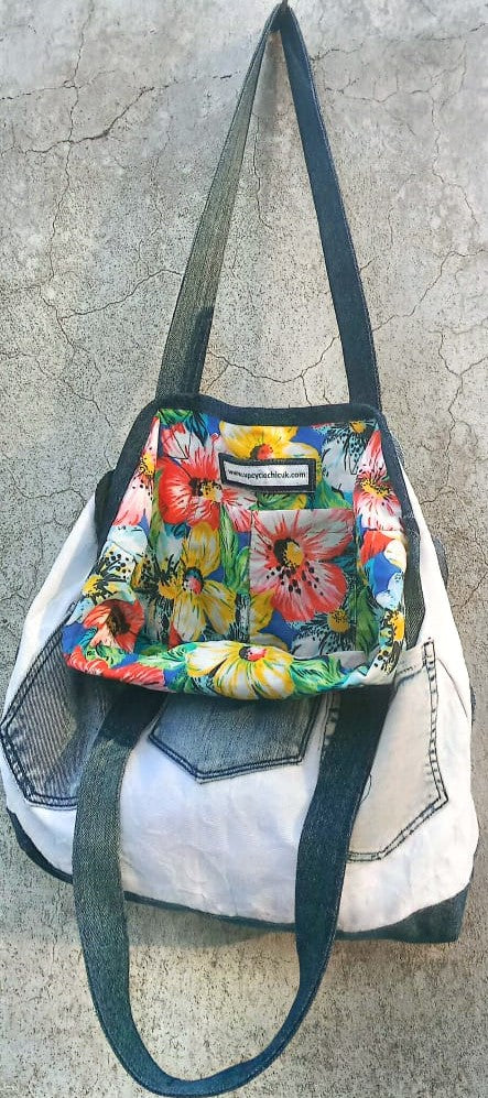Upcycled Denim Polka Dot Tote Bag – Playful, Practical & Planet-Friendly