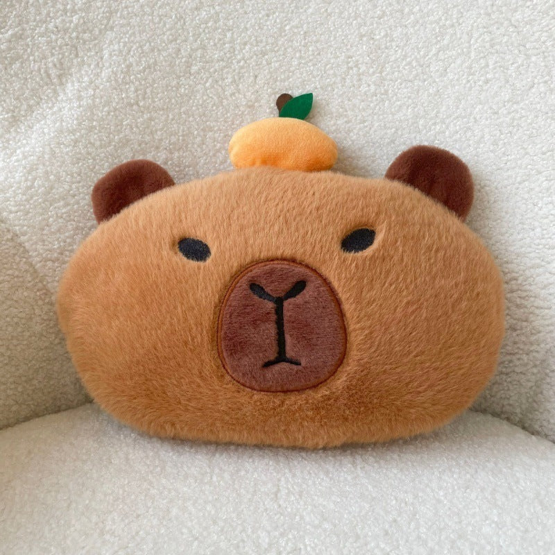Capybara Car Pillow Khaki Cute Neck Pillow Car Car Pillow Automotive Headrest Shoulder Cover Car Supplies