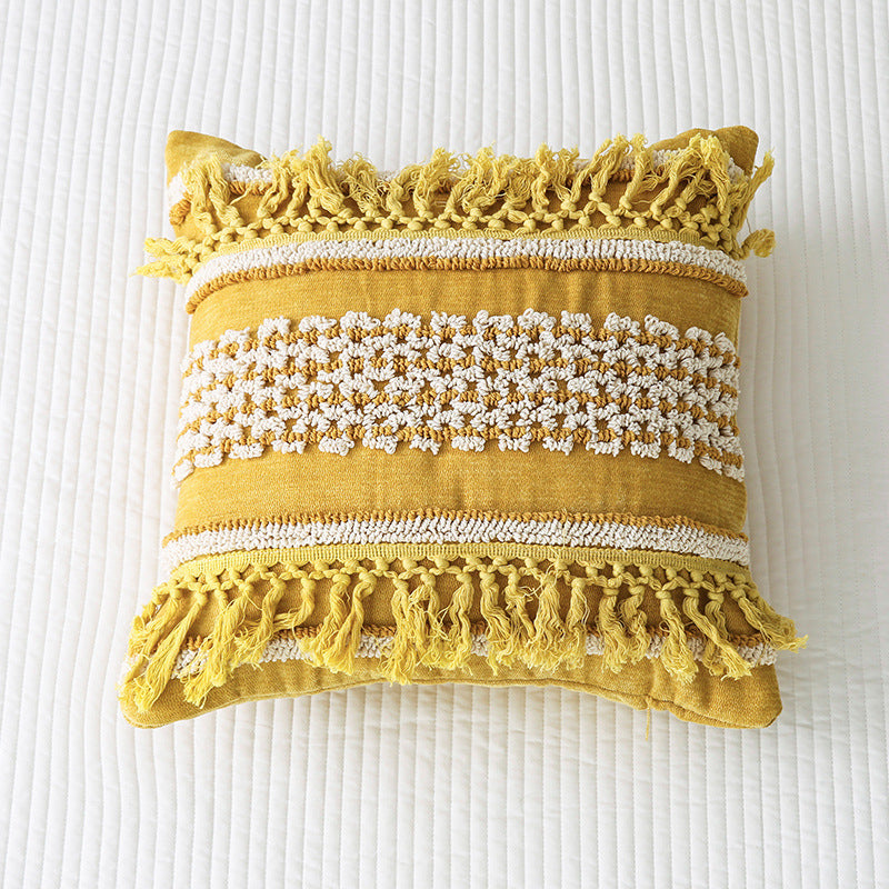 Bohemian Ethnic Style Loop Velvet Handmade Embroidery Cushion Cover Home Sofa Decoration