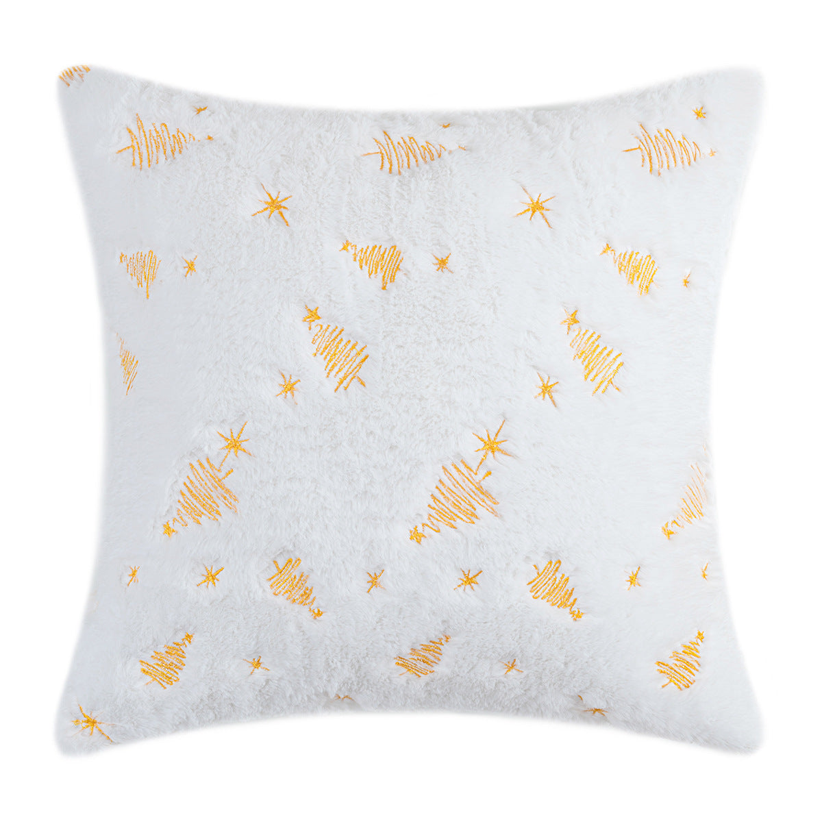 Christmas Tree Embroidery Pillow Cover Plush Snowflake