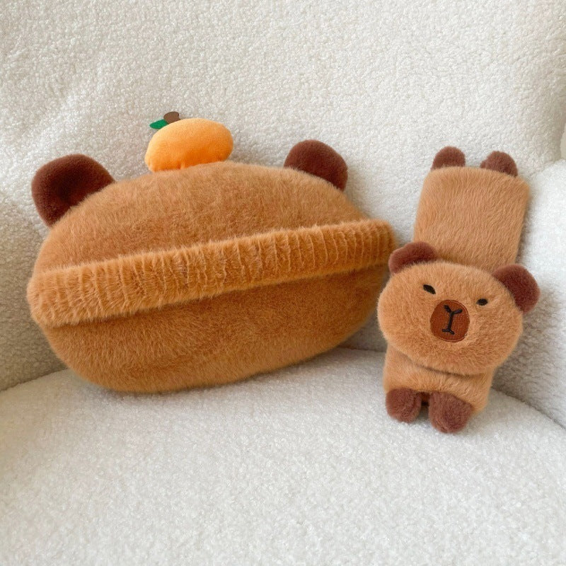 Capybara Car Pillow Khaki Cute Neck Pillow Car Car Pillow Automotive Headrest Shoulder Cover Car Supplies