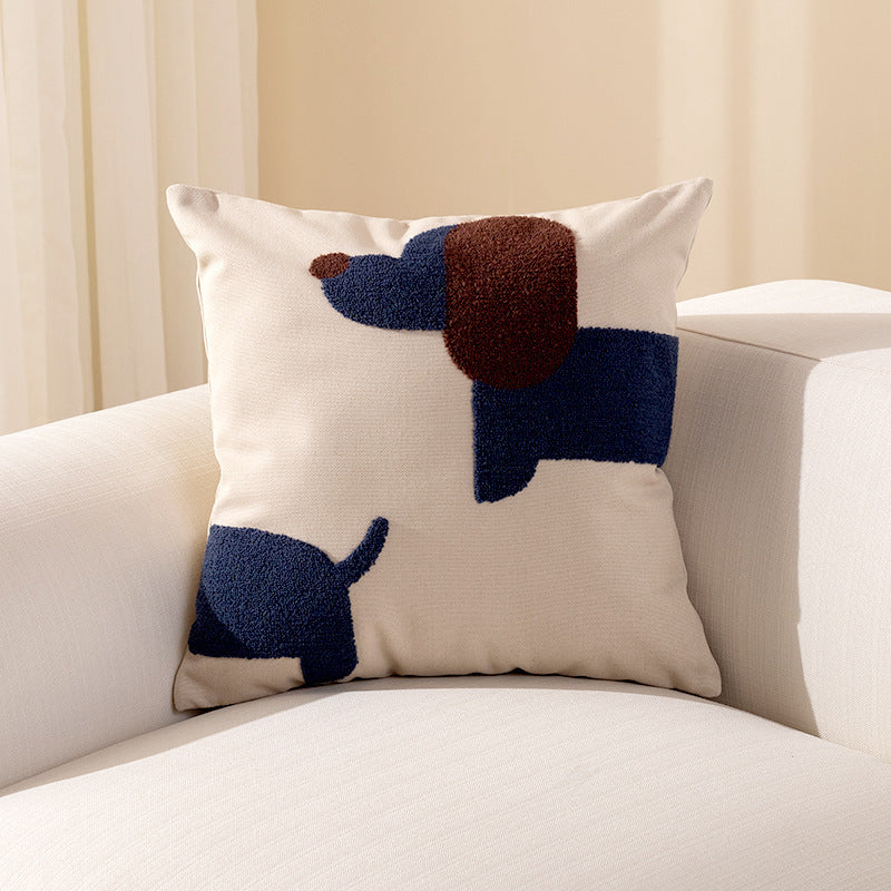 Modern Simple Household Canvas Embroidered Pillow Cover