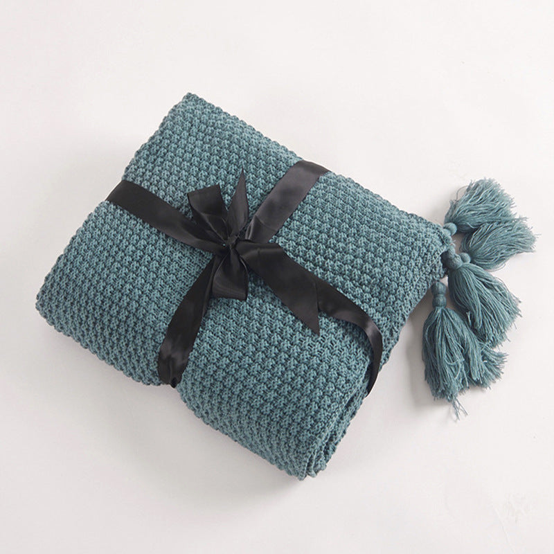 Nordic Tassel Knitted Woolen Yarn Ball Cover Blanket