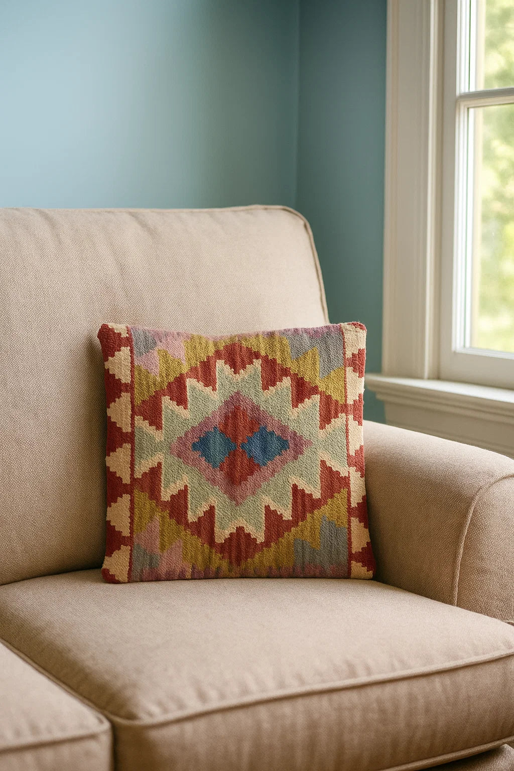 Handwoven Kilim Cushion Cover – 45x45 cm | Boho Tribal Style (Copy)
