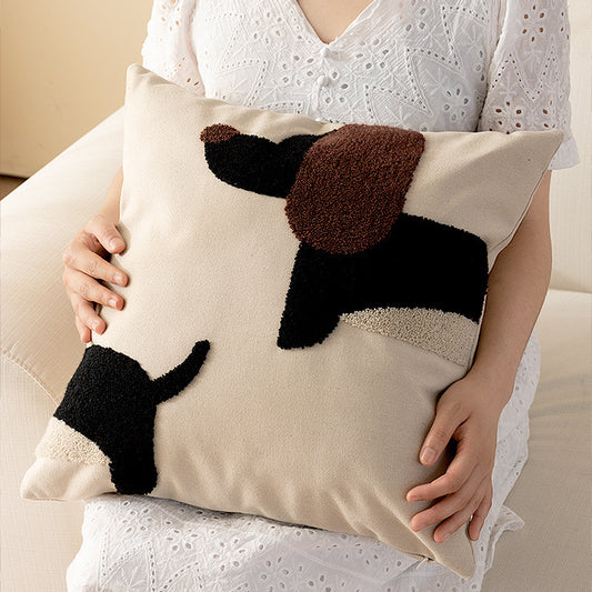 Modern Simple Household Canvas Embroidered Pillow Cover