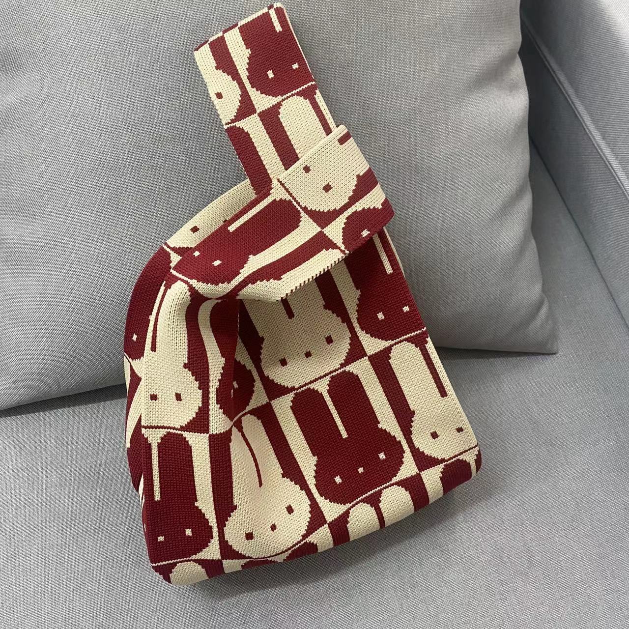 Woolen Yarn Simple Knitted Shoulder Bag Rabbit Holder