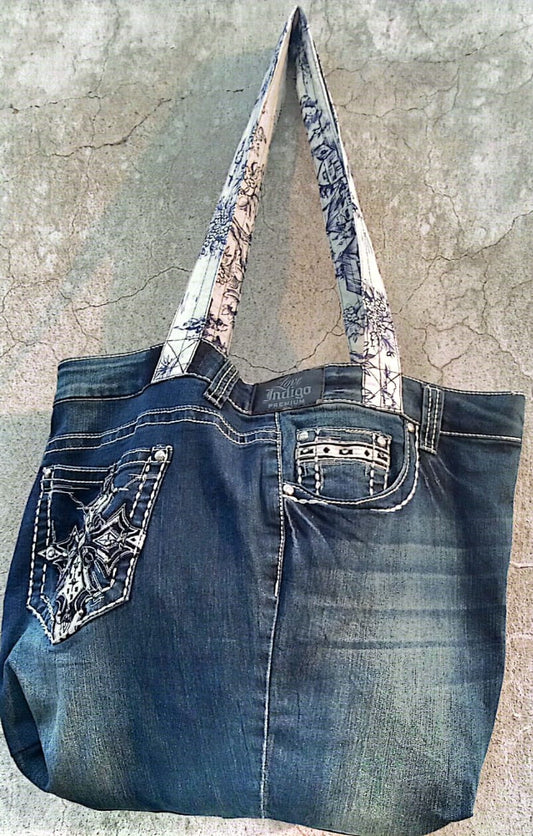 Upcycled Premium Denim Tote Bag – Boho with a Bold Edge
